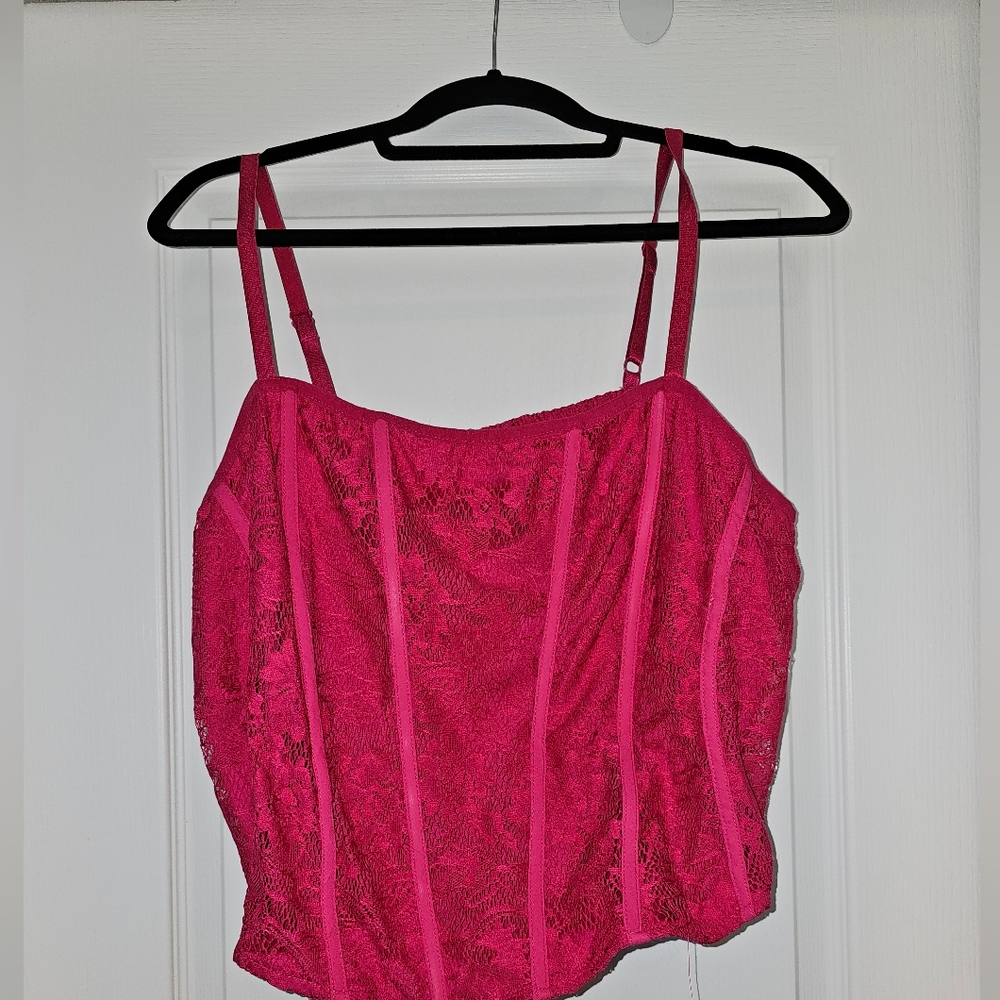Torrid corset crop top hot pink boned corset